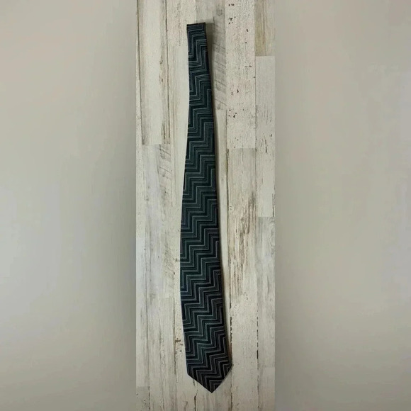 LOUIS DELL' OLIO Men's Tie 100% Silk Made in Italy Black Geometric - Picture 2 of 6